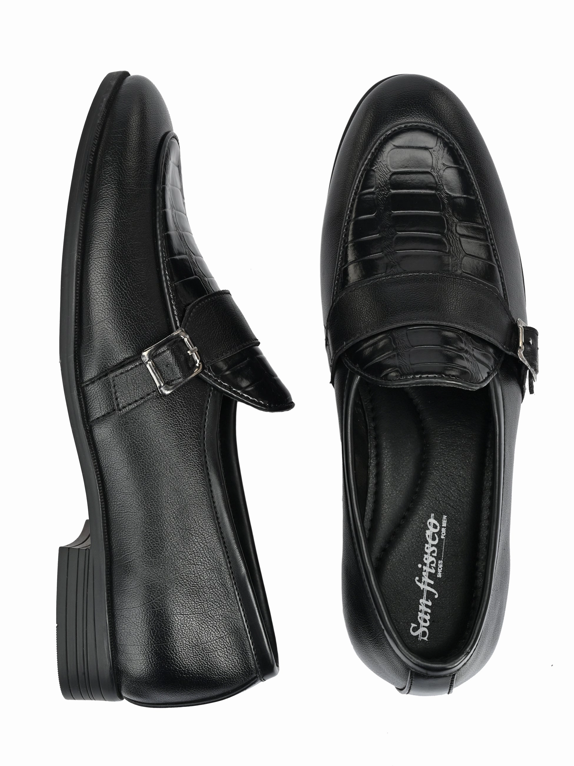 Ruched Loafers Raffle Black Monk Loafers