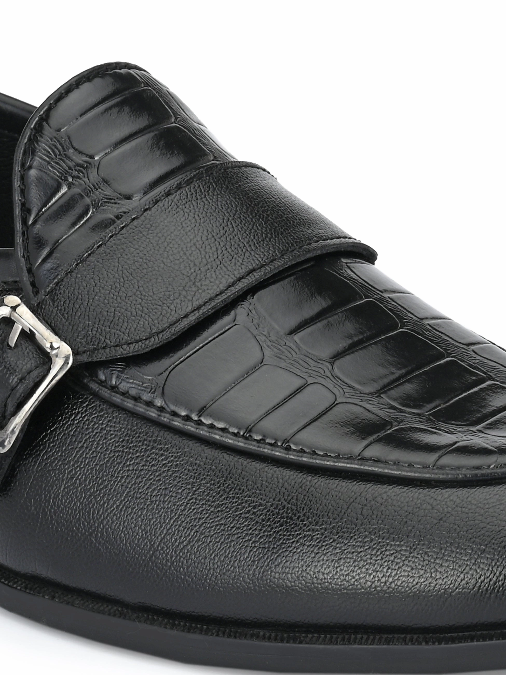 Ladies Leather Loafers Raffle Black Monk Loafers