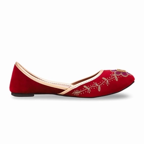 Evening Flat Shoes Maroon Khusa EC8446