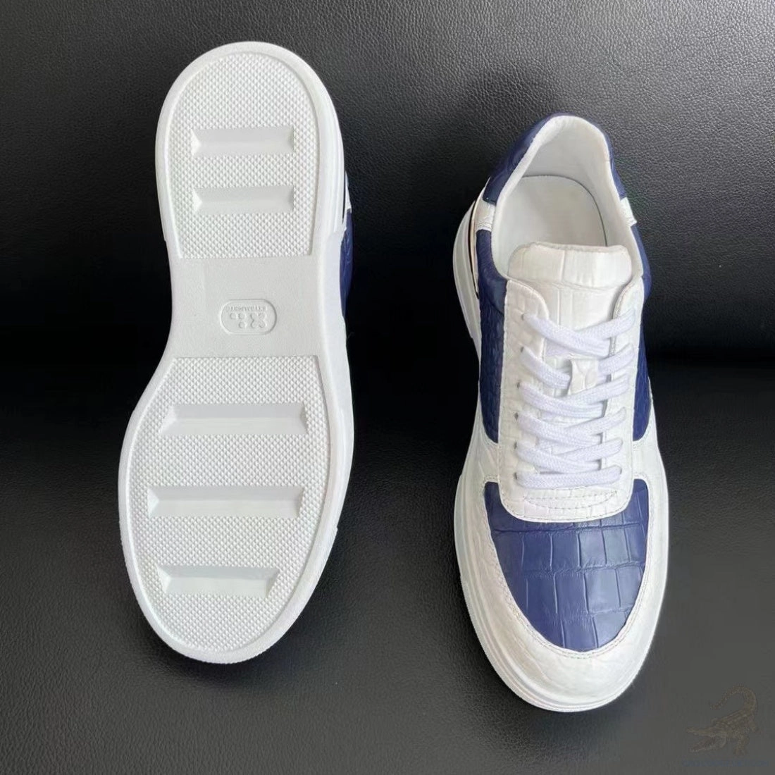 Real Crocodile Sneakers: Mens Genuine Alligator Leather Lace-up Shoes  #S586 Casual Hush Puppies Shoes