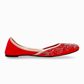 Red Fancy Khusa EC8450 Flat Shoes Trampling