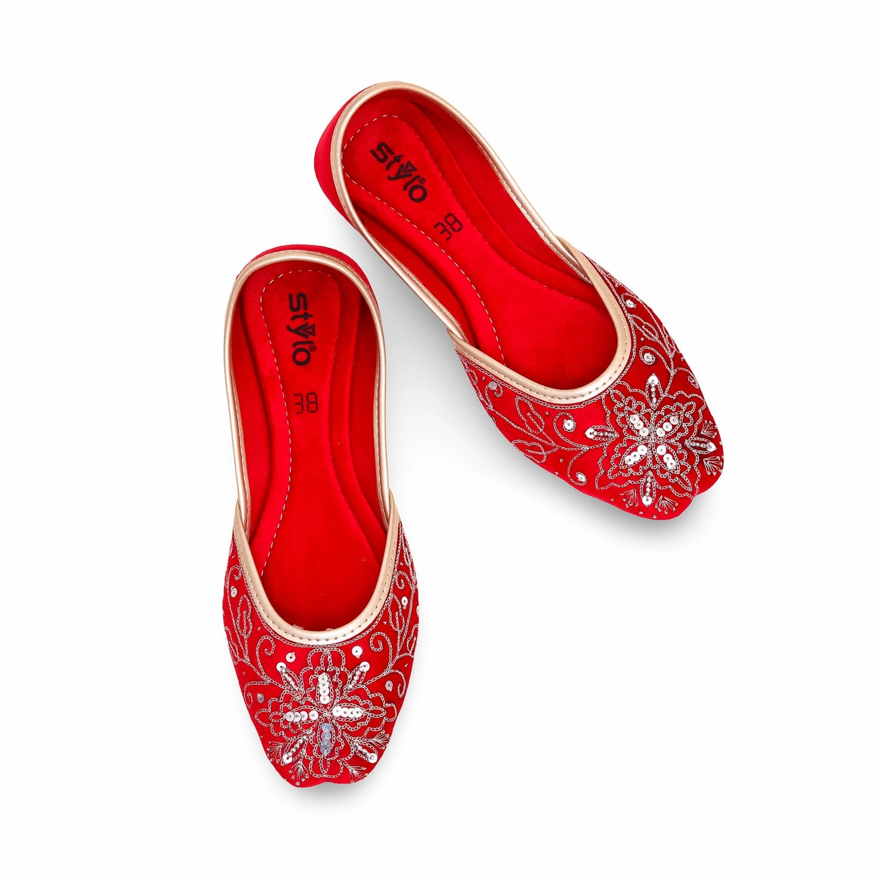 Cork Shoes Flats Red Fancy Khusa EC8450