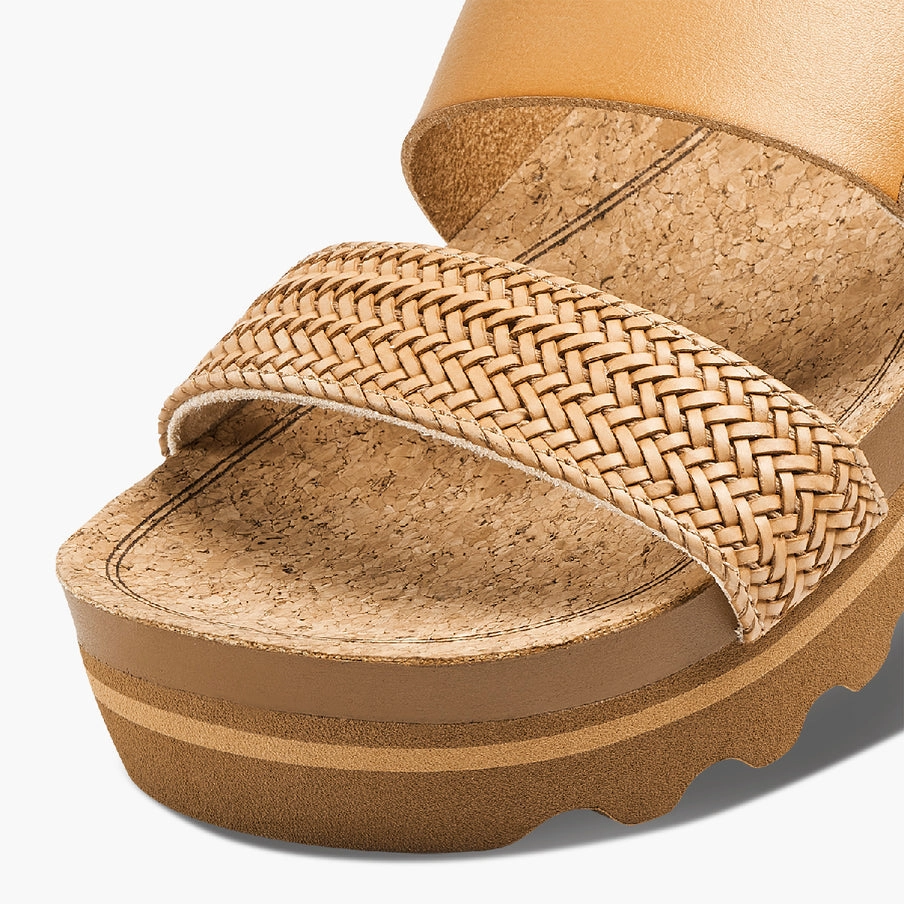 Flip Flops With Smiley Face REEF Cushion Vista Hi Women's Platform Sandals  Natural Braid Vegan Leather