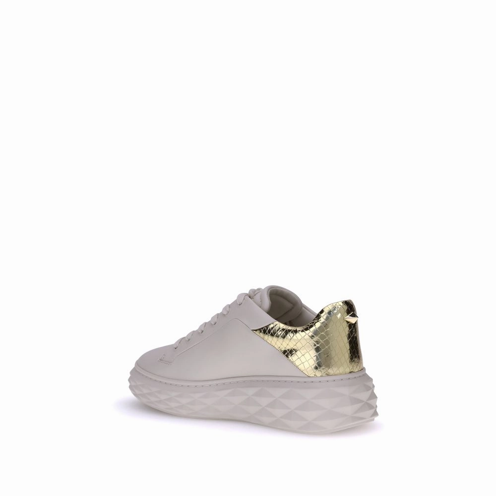 Jimmy Choo White Calf Leather Bos Taurus Chunky Sneakers Slip In Sneakers