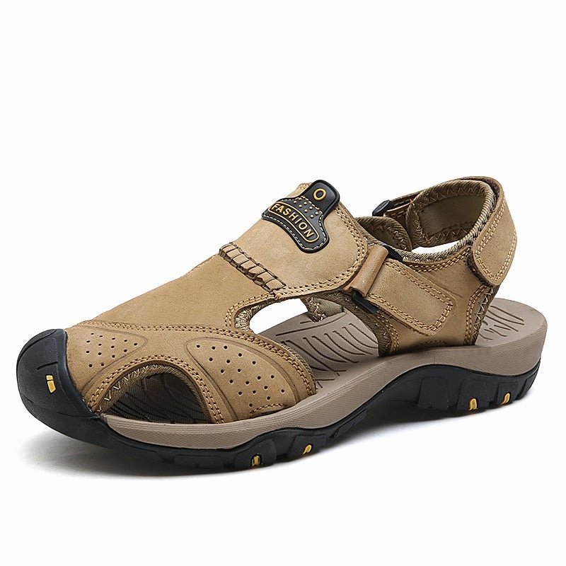 Vancat 2019 Summer Genuine Leather Outdoor Men's Shoes Men Sandals For Male Casual Shoes Water Walking Beach Sandalias Sandal Types Of Flat Shoes