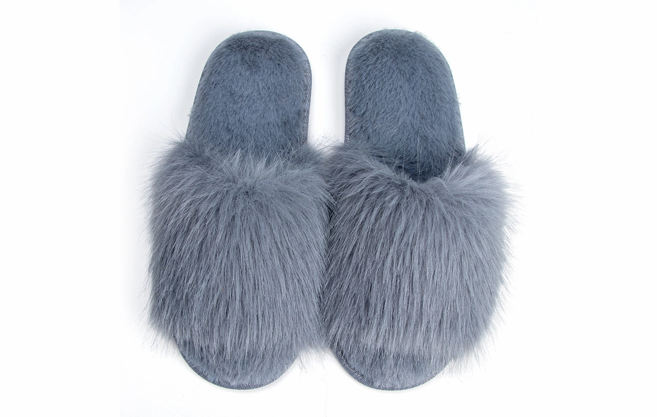 Cozy Chic Fuzzy Slippers for Women - Fizzy Hair Top with Faux Fur Body, Comfortable & Relaxing Sonic House Slippers