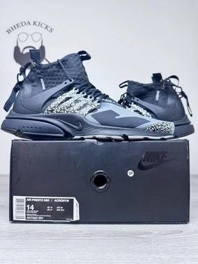Size 14 - Nike Air Presto Mid Acronym Cool Grey AH7832-001 Black Preowned Asics Voleyball Shoes