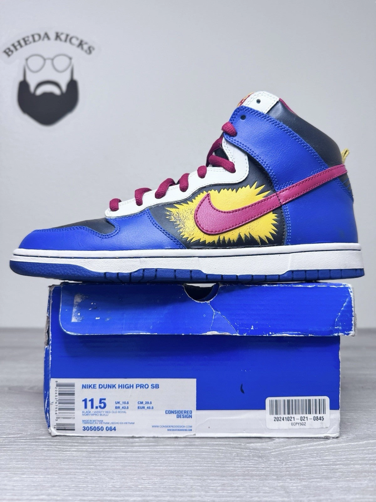 Size 11.5 - Nike Dunk Pro SB High Comic 305050-064 Authentic Preowned Og Asics Netburner Ballistic Flytefoam Mid Top Volleyball Shoes