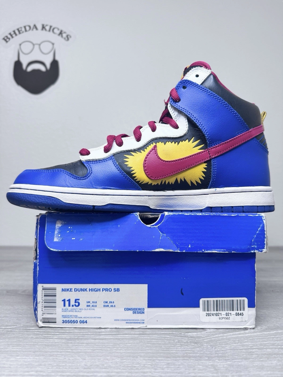 Size 11.5 - Nike Dunk Pro SB High Comic 305050-064 Authentic Preowned Og Asics Shoe Lace Tying