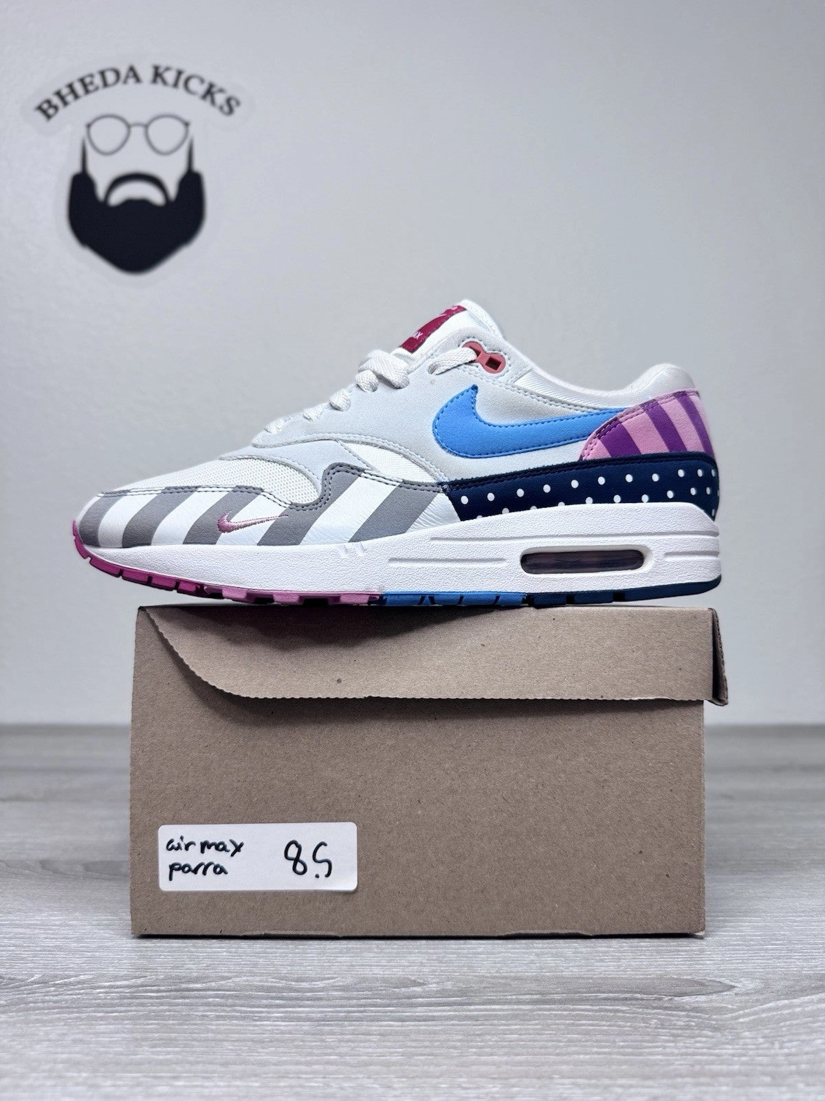 Gel Shoes Asics Size 8.5 - Parra x  Nike Air Max 1 AT3057-100 Preowned Authentic Mens Shoe