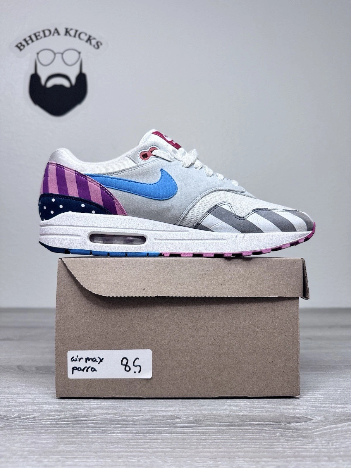 Size 8.5 - Parra x  Nike Air Max 1 AT3057-100 Preowned Authentic Mens Shoe Best Asics Running Shoes For Wide Flat Feet