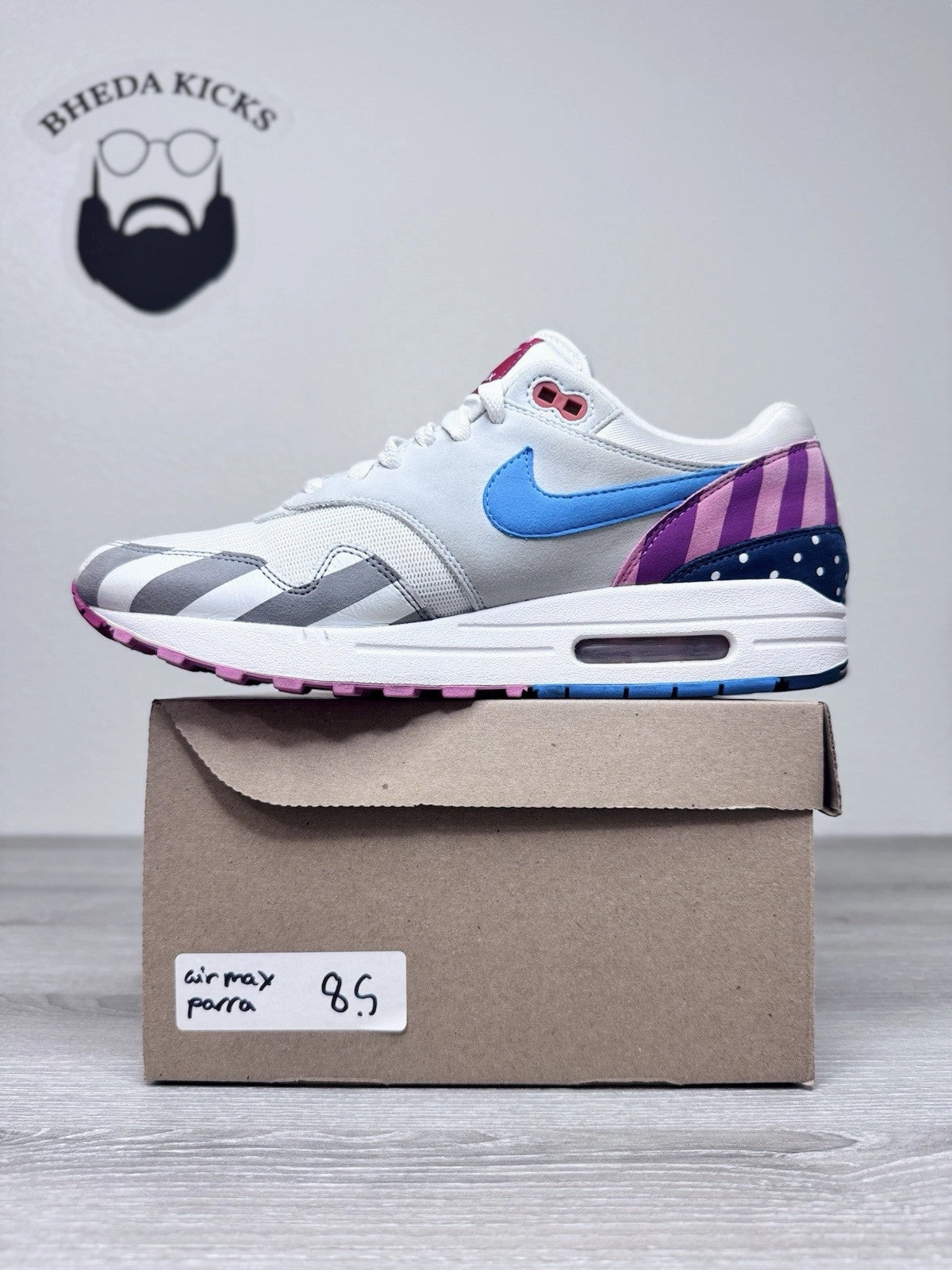 Asics Shoe Size Compared To New Balance Size 8.5 - Parra x  Nike Air Max 1 AT3057-100 Preowned Authentic Mens Shoe