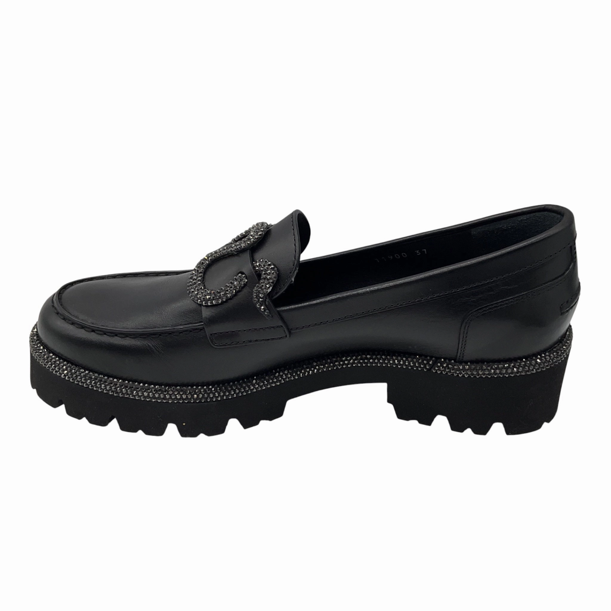 Chunky Chain Loafers Rene Caovilla Black Morgana Crystal Loafers