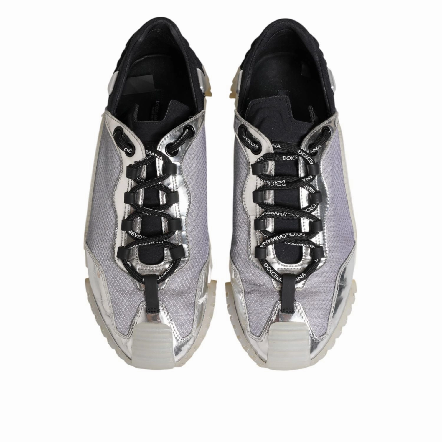 Dolce & Gabbana Black Silver NS1 Men Low Top Sneakers Shoes Embellished Sneakers