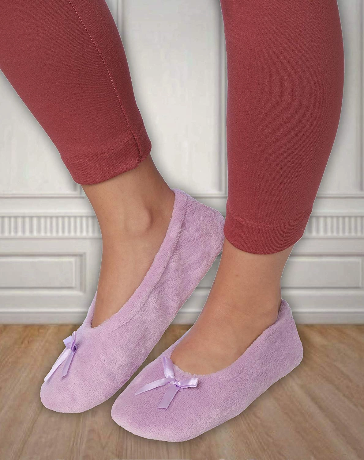 Roxoni Women's Terry Classic Cotton Ballerina Slippers (Pack of 2) Cooler Slippers