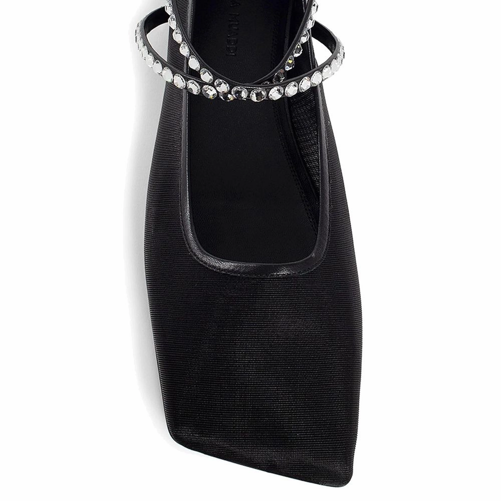 Amina Muaddi Black Fabric Ballet Flats Ultra Shoes Running