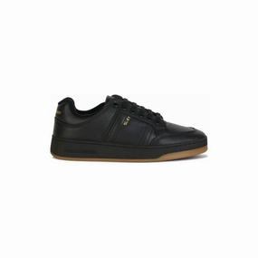 Saint Laurent Elegant Black Low-Top Leather Sneakers Thick Sole Flat Shoes