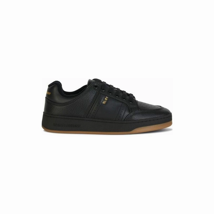 Saint Laurent Elegant Black Low-Top Leather Sneakers Best Running Shoes For Narrow Flat Feet