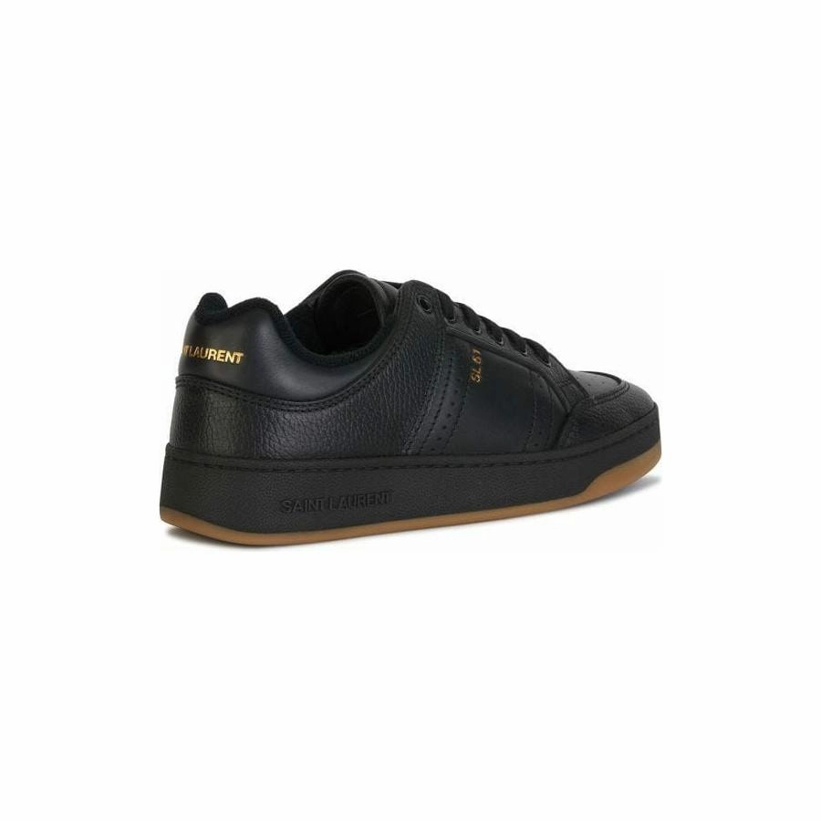 Saint Laurent Elegant Black Low-Top Leather Sneakers Flat Cocktail Shoes