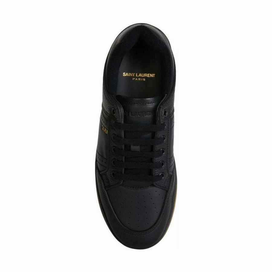 Saint Laurent Elegant Black Low-Top Leather Sneakers Kurt Geiger Shoes
