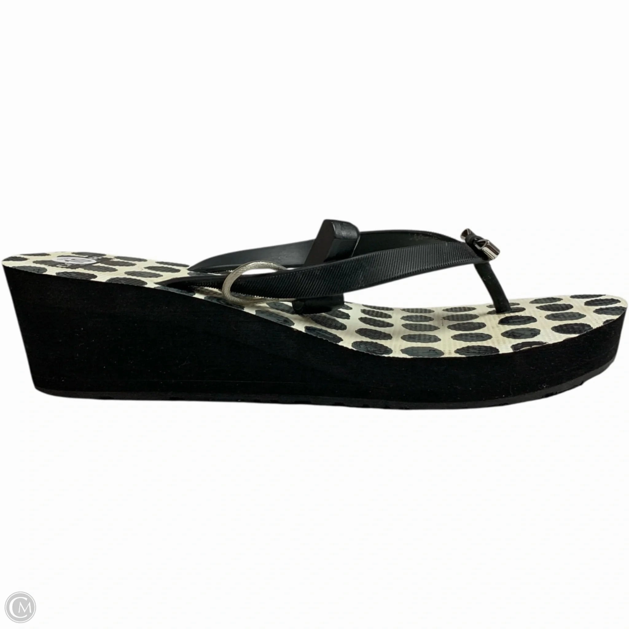 Flip Flops Platforms Sandals Designer By Coach In Black & White, Size: 10