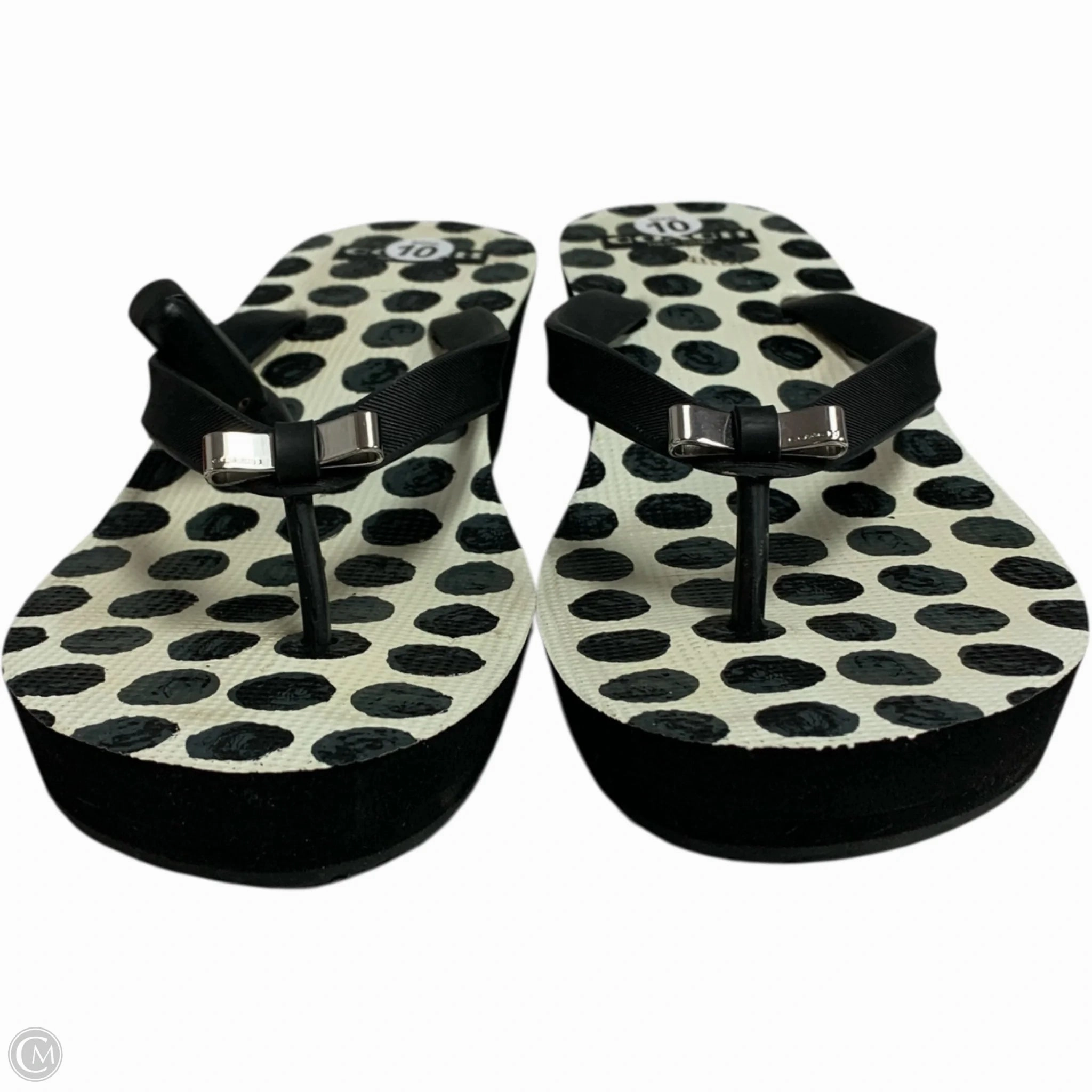 Sandals Designer By Coach In Black & White, Size: 10 Flip Flops Checkerboard