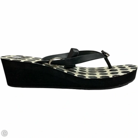 Gel Sole Flip Flops Sandals Designer By Coach In Black & White, Size: 10