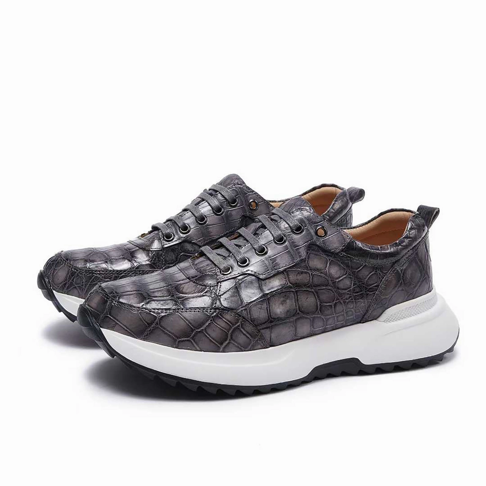 Alligator Leather Sneakers for Men  Handcrafted Exotic Style with Non-Slip Sole Best Sneakers For Bad Knees