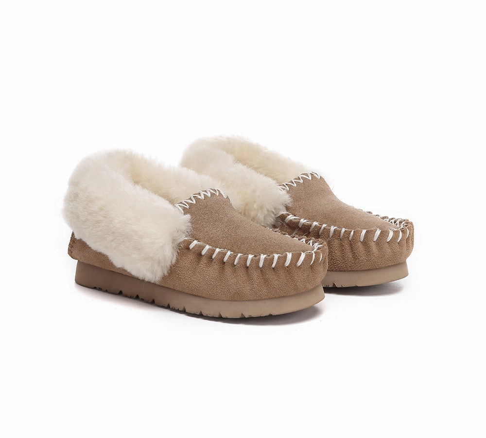 Foot Slides AUSTRALIAN SHEPHERD UGG Slippers Kids Sheepskin Wool Ankle Popo Moccasin