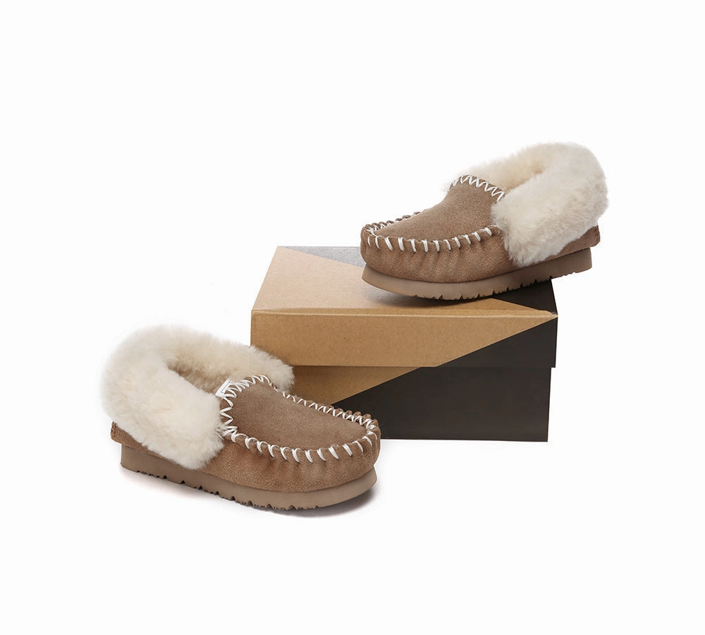 AUSTRALIAN SHEPHERD UGG Slippers Kids Sheepskin Wool Ankle Popo Moccasin Lightest Slippers