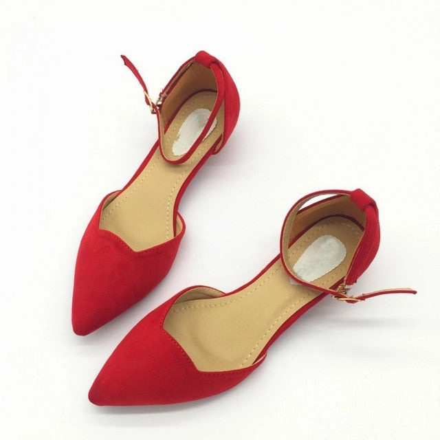 Smart Casual Suede Shoes Sexy Women Buckle Strap Low Heels Pumps