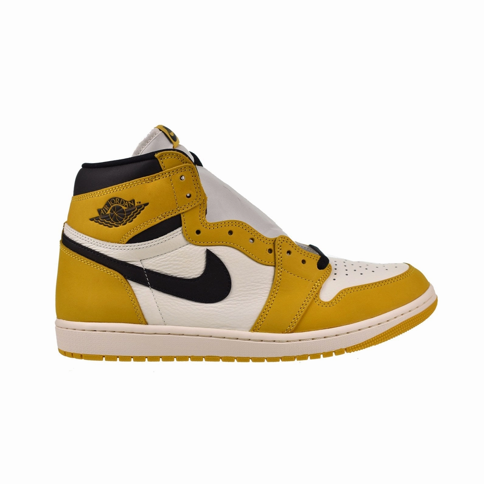 Black White Casual Shoes Air Jordan 1 High OG Men's Shoes Yellow Ochre-Black-Sail