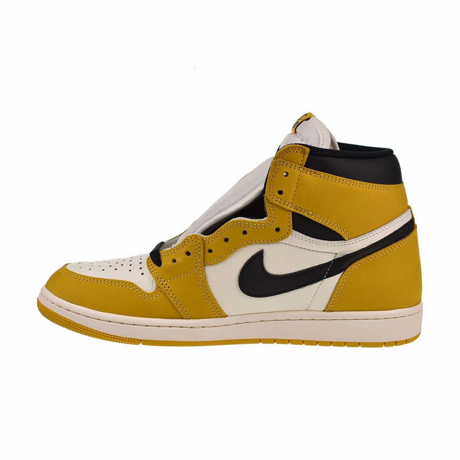 Air Jordan 1 High OG Men's Shoes Yellow Ochre-Black-Sail Casual Dress Shoes With Plantar Fasciitis