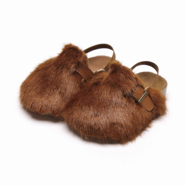 MOF Kids girls autumn casual slippers with fur Indoor Japanese Slippers