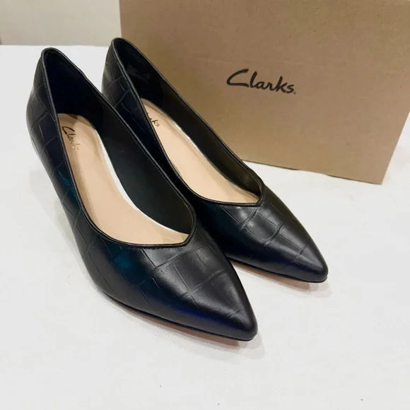 Clarks Violet55 Court Women's Heels Color Black Croc Air Jordan Retro 1 Low Casual Shoes