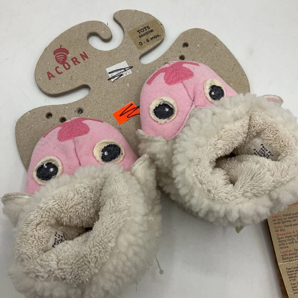 Hoof Slippers Size 0-6m: Acorn Pink Lamb Fuzzy Slippers NEW