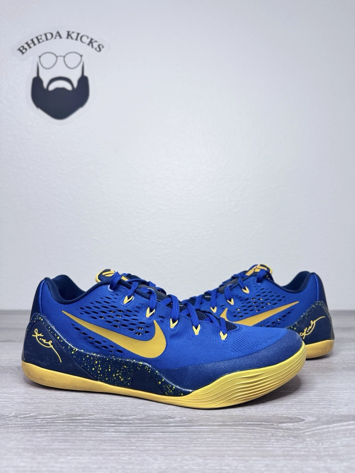 Asics Shoes Trending Size 10.5 - Nike Kobe 9 EM Gym Blue University Gold Mens 646701-474 Preowned