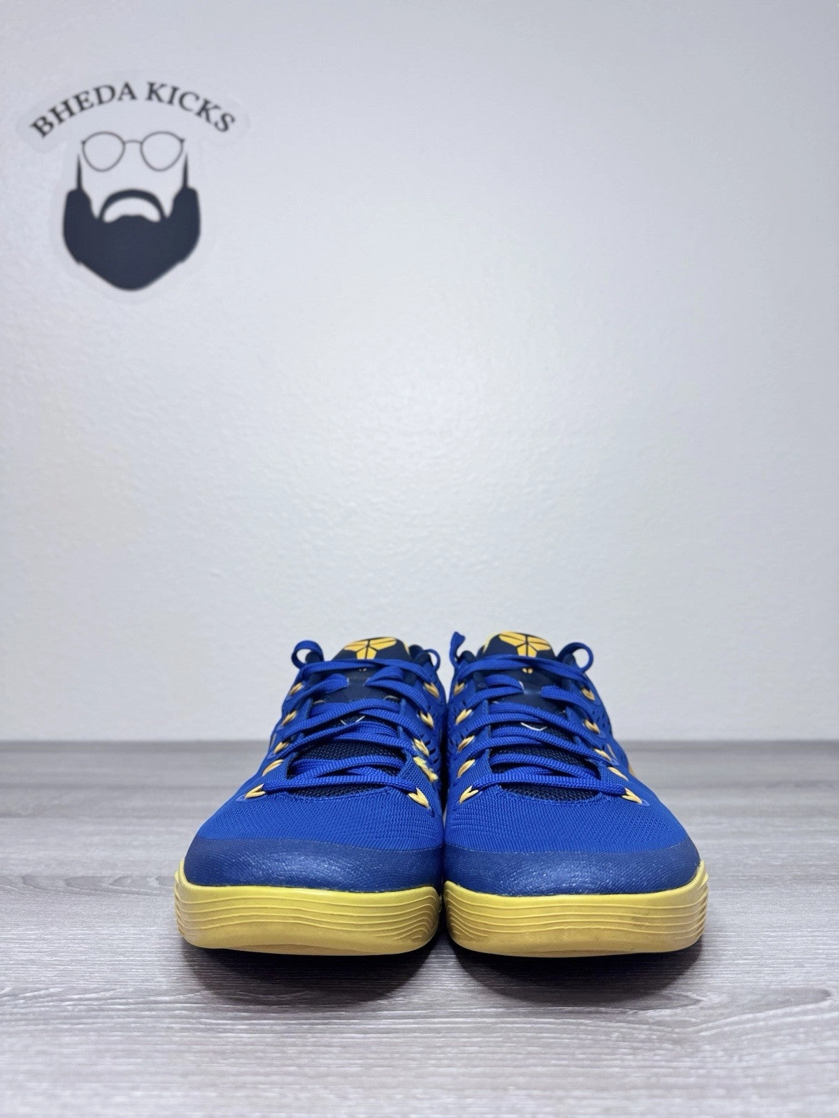 Size 10.5 - Nike Kobe 9 EM Gym Blue University Gold Mens 646701-474 Preowned Asics Logo