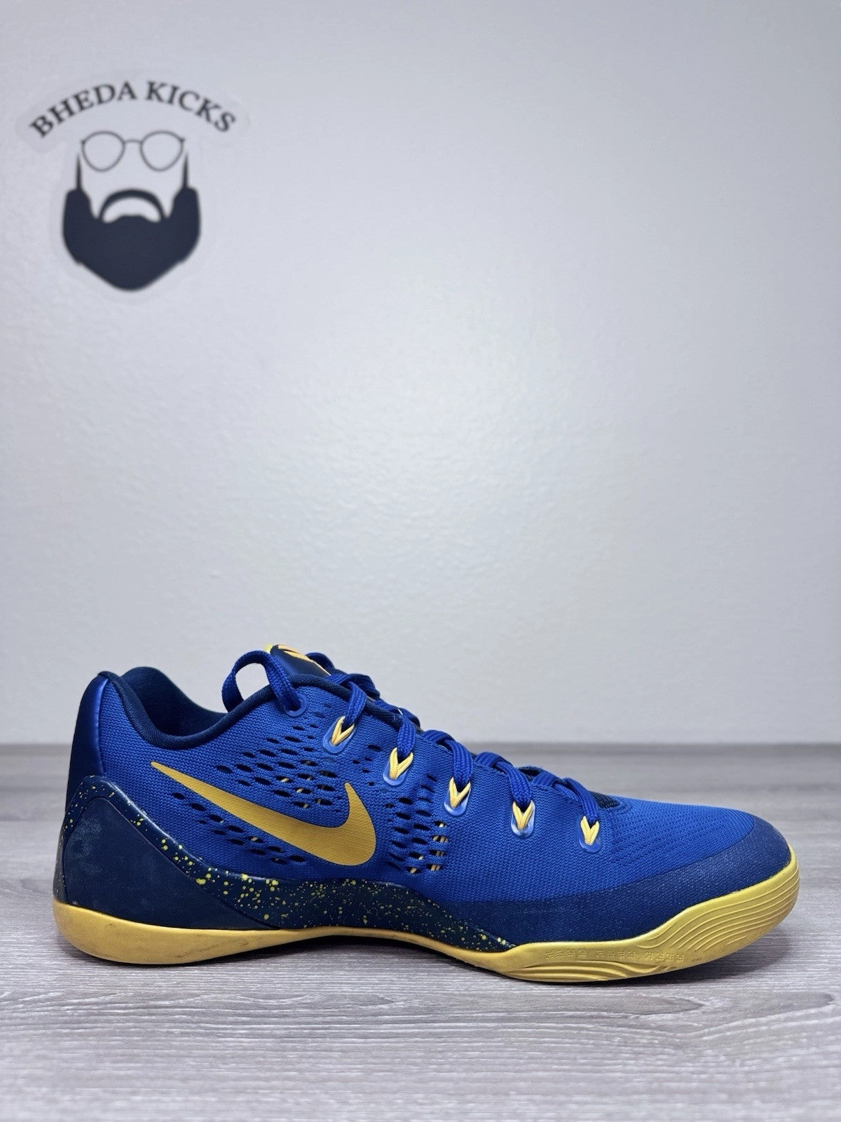 Size 10.5 - Nike Kobe 9 EM Gym Blue University Gold Mens 646701-474 Preowned Difference Between Asics Running Shoes