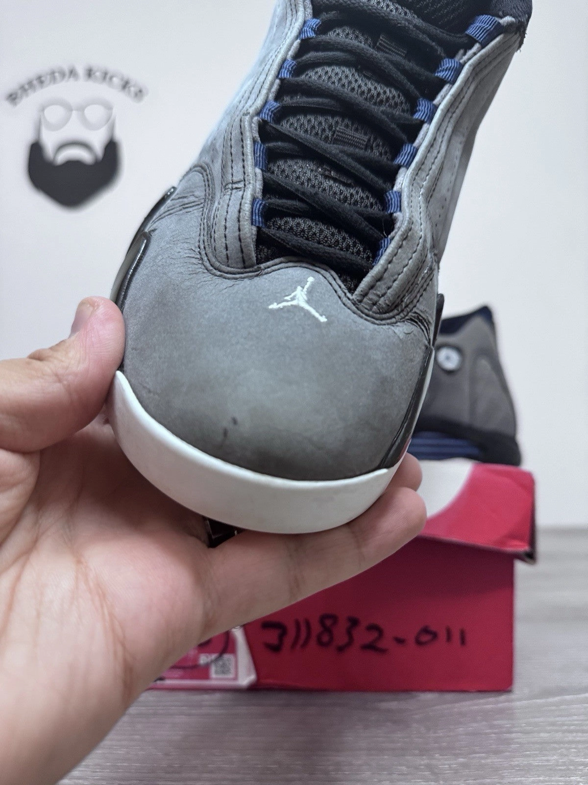 Size 10 - Nike Air Jordan 14 Retro Graphite Navy 311832-011 2011 Preowned Asics Metrolyte Shoes