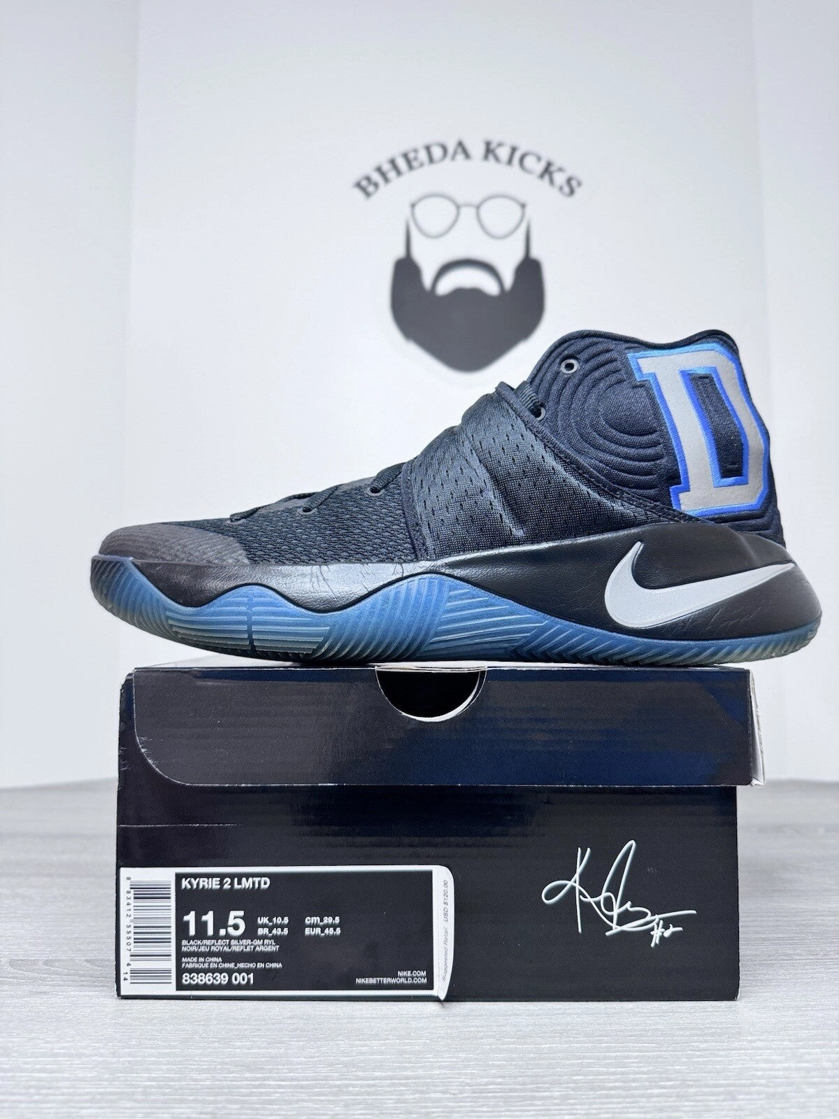 Size 11.5 - Nike Kyrie 2 Duke 838639-001 Blue Devils Limited Preowned Og Asics Shoes Tiger