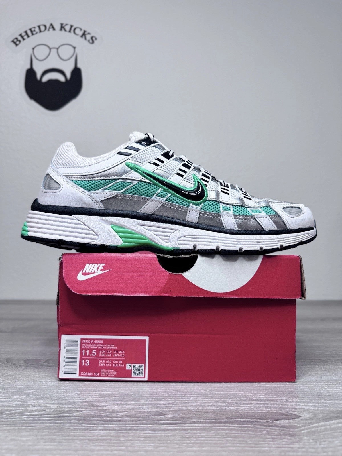 Asics Wrestling Shoes Split Elite Size 11.5 - Nike P-6000 White Spring Green Silver White Leather CD6404-104