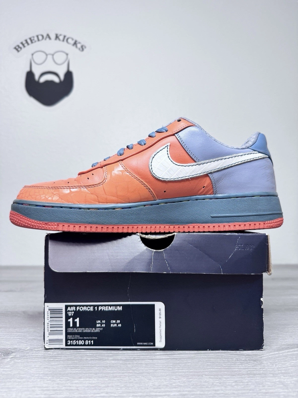 Size 11 - Nike Air Force 1 Premium 07 Gaucho's Gym 315180-811 Preowned Asics Tennis Shoes Gel Resolution 7