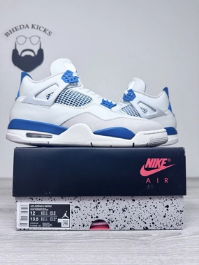 Size 12 - Nike Air Jordan 4 Retro Shoes Preowned Military Blue FV5029-141 Asics Running Shoes Flytefoam