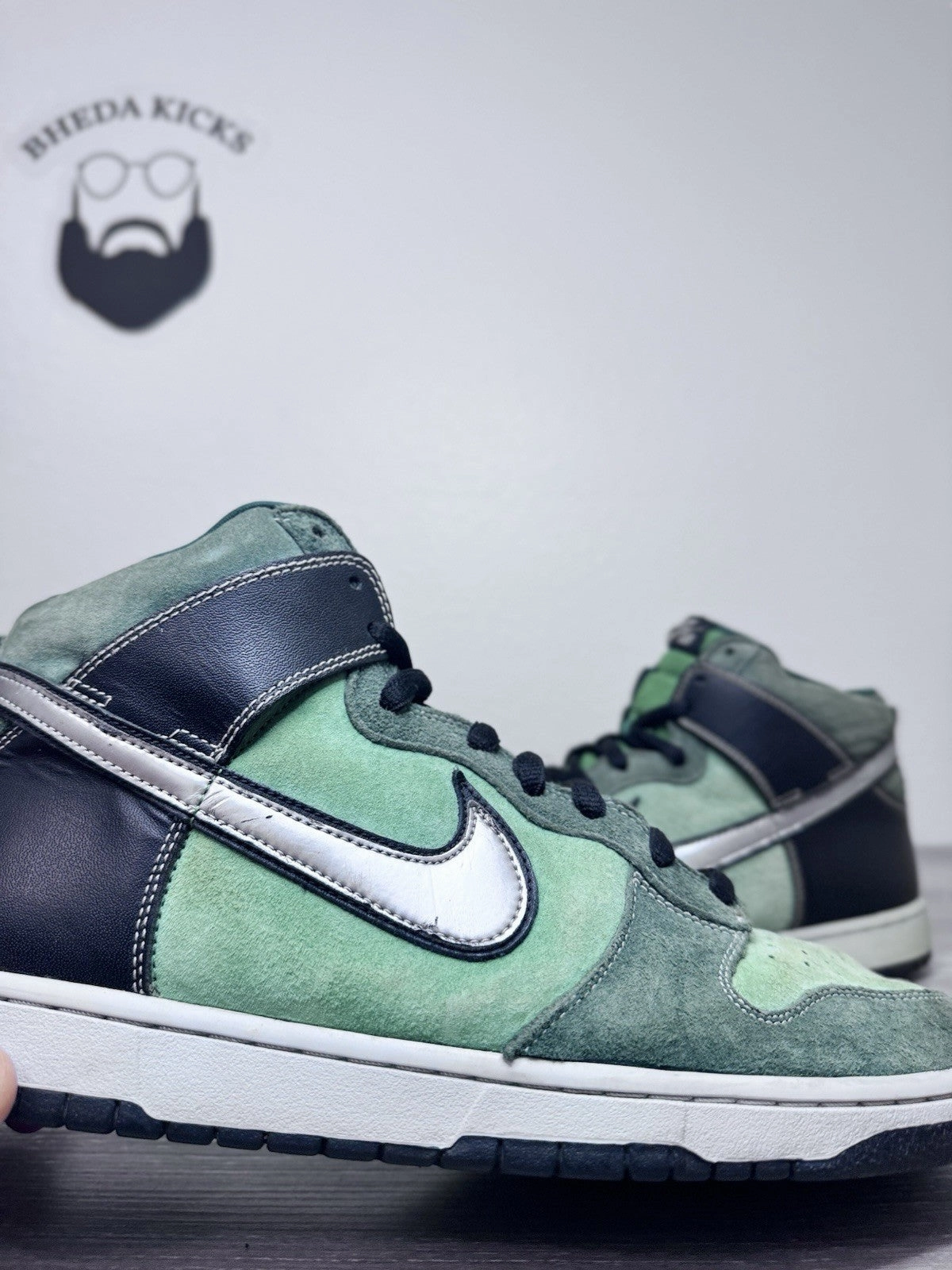 Size 12 - Nike Dunk High Pro SB "Brut" 2007 Men's Green Black Silver 305050-304 Retro Asics Running Shoes