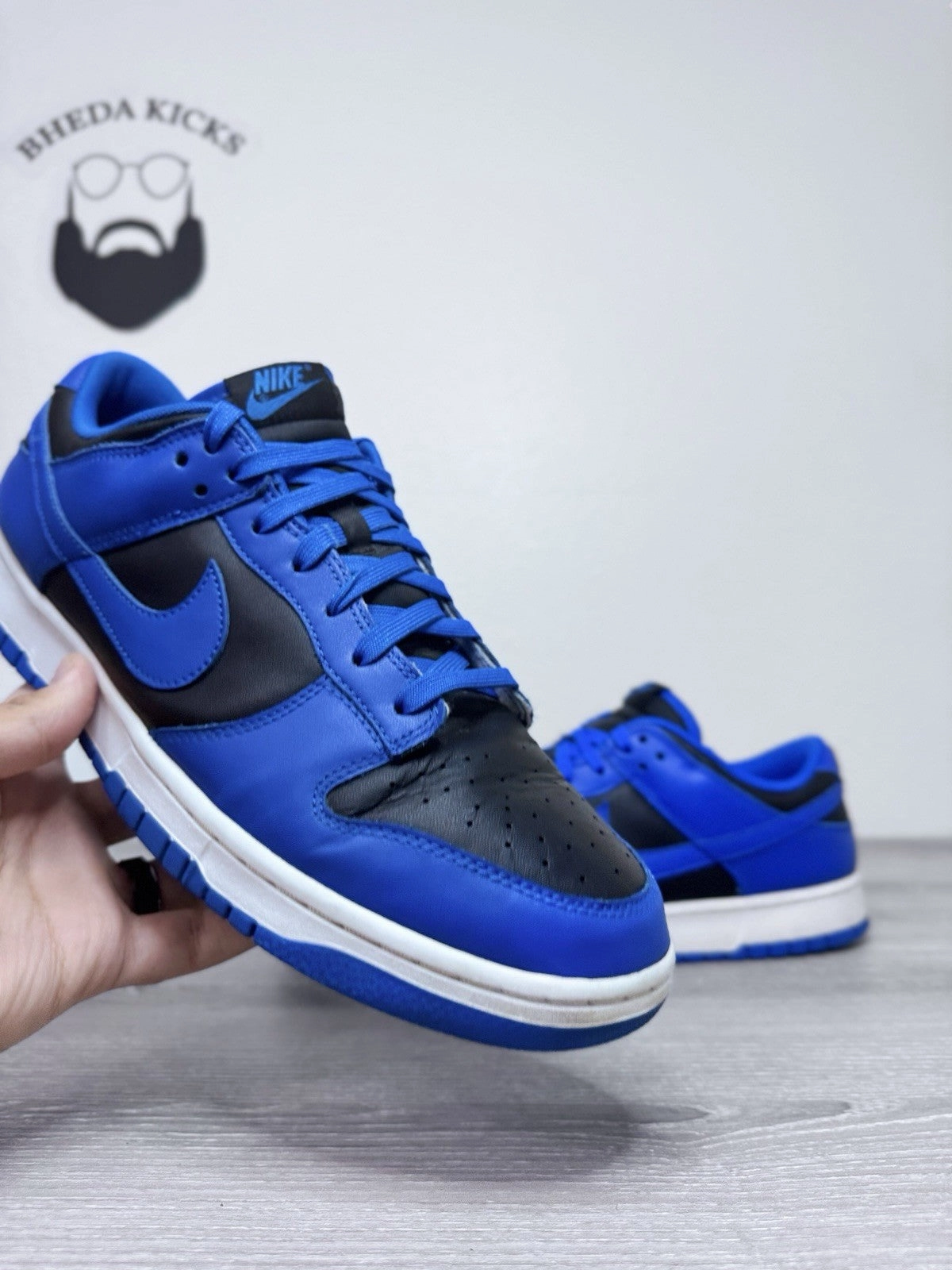 Size 12 - Nike Dunk Low Hyper Cobalt DD1391-001 Duke Black Blue Preowned Highest Rated Asics Running Shoes