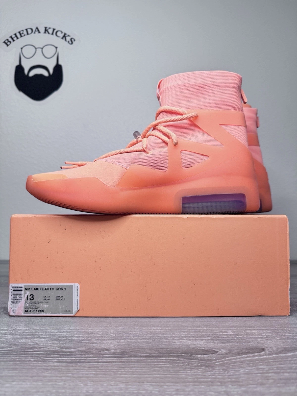 Asic Kayano Shoes Size 13 - Nike Air Fear of God 1 Orange Pulse AR4237-800 Mens 2019