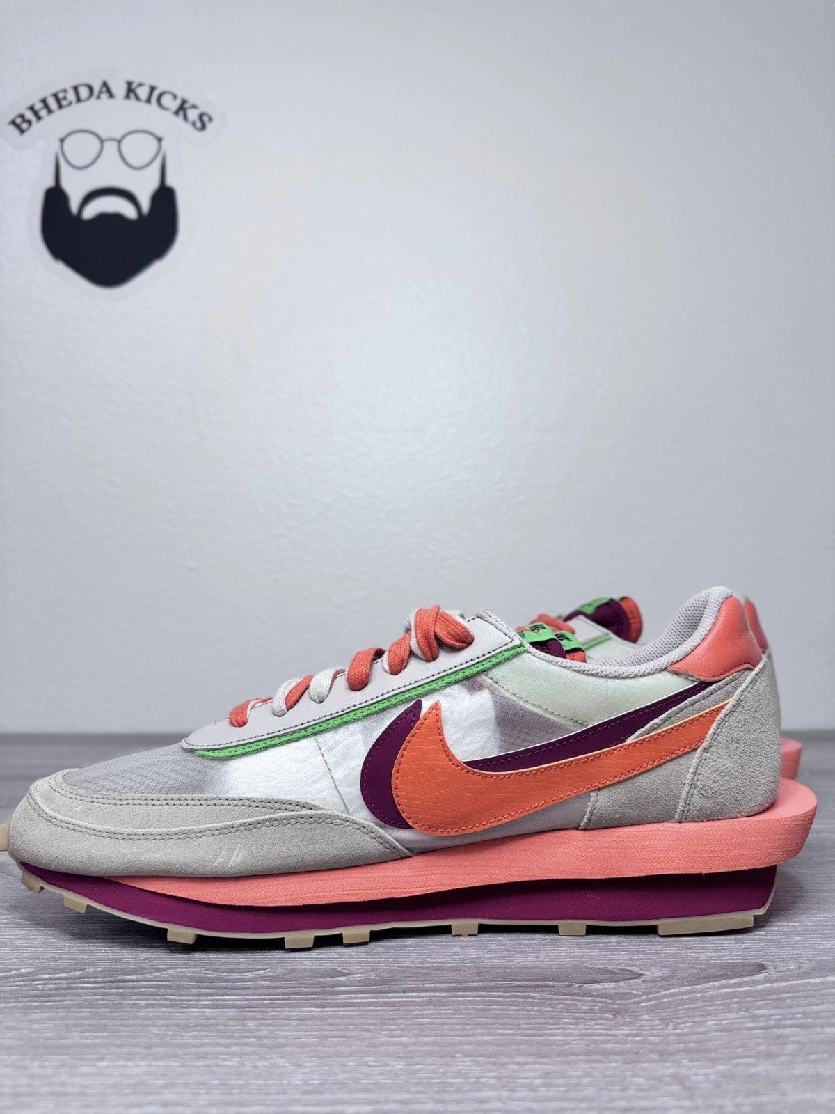 Asics Steel Toe Shoes Size 15 - DH1347-100 Nike LD Waffle Sacai Clot Kiss of Death Net Orange Blaze