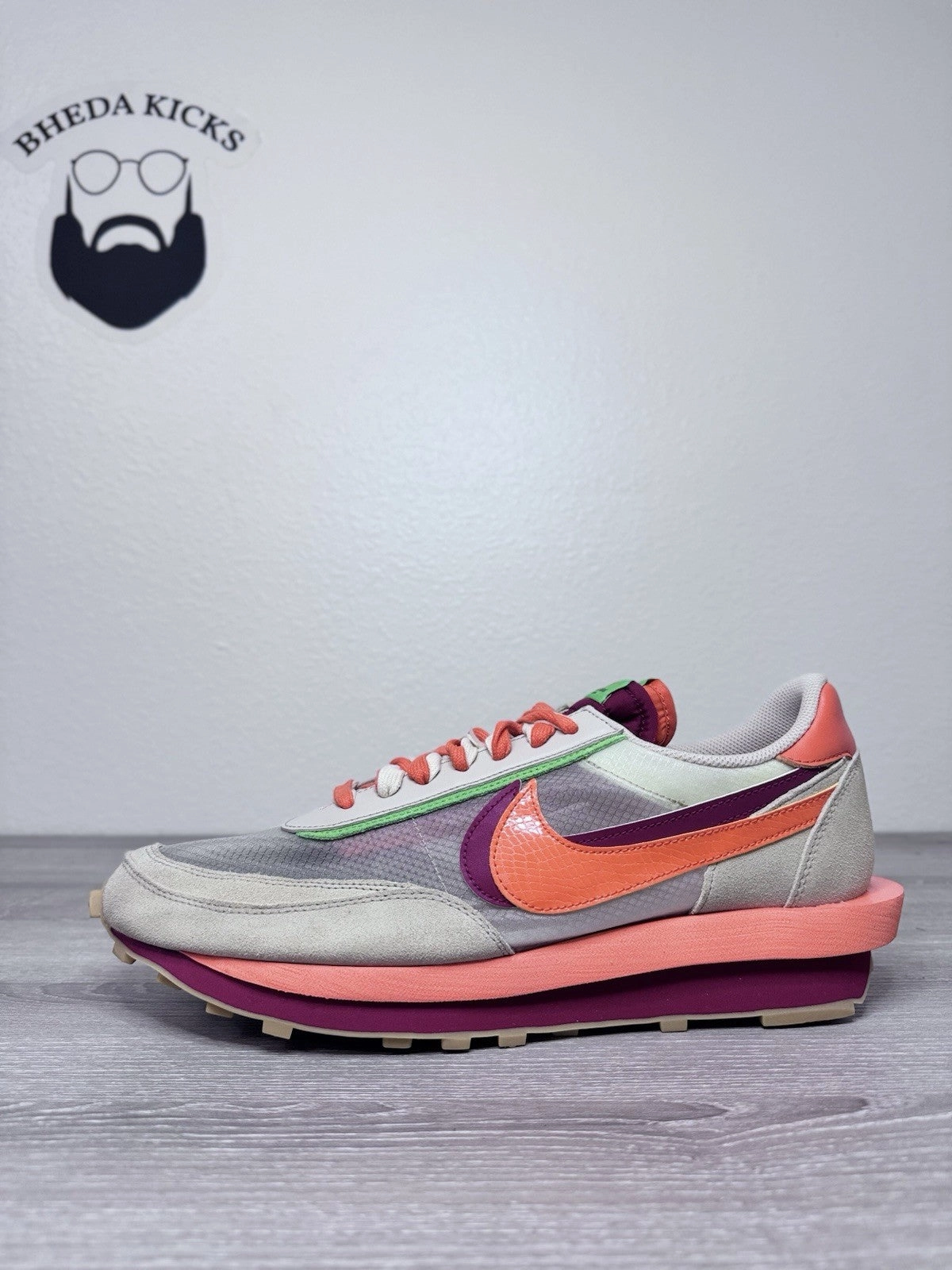 Size 15 - DH1347-100 Nike LD Waffle Sacai Clot Kiss of Death Net Orange Blaze Asics Closeout Running Shoes