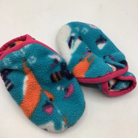 Size 6-12m: Patagonia Blue Mushroom Print Fleece Baby Booties Slide Retail